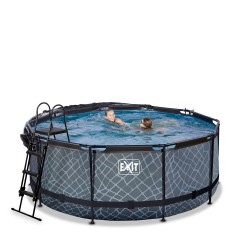 Stone pool ø360x122cm med dome og sandfilterpumpe - grå - EXIT 2
