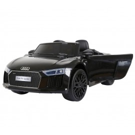 Audi R8 Spyder elbil til børn 12V m/2.4G fjernbetjening og gummihjul, sort