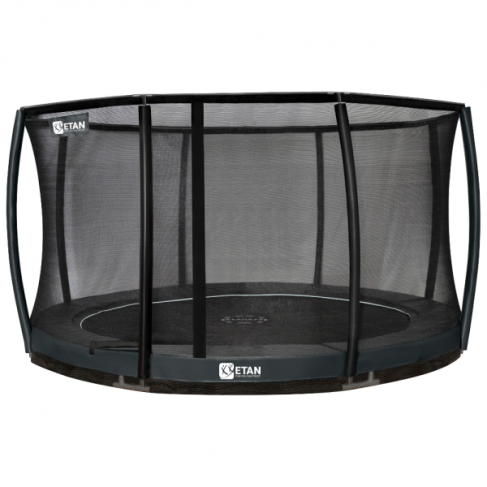 Etan Premium rund nedgravet trampolin med sikkerhedsnet - grå