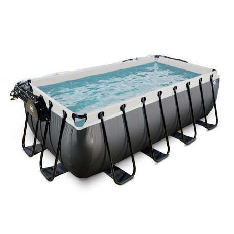 EXIT Black Leather pool 400x200x122cm med dome og filterpumpe - sort