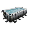 EXIT Black Leather pool 400x200x122cm med dome og filterpumpe - sort