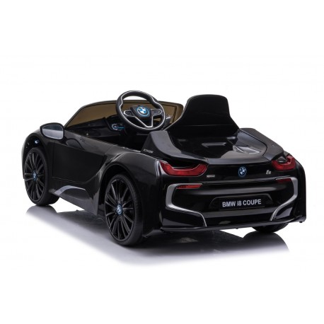 BMW i8 Coupe elbil til børn 12v m/gummihjul + 2.4G + lædersæde