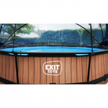 Wood pool ø360x76cm med dome og filterpumpe - Exit