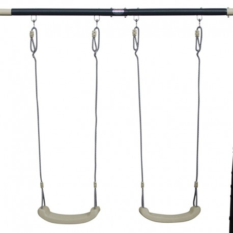 Gyngestativ med to gynger og klatrenet
