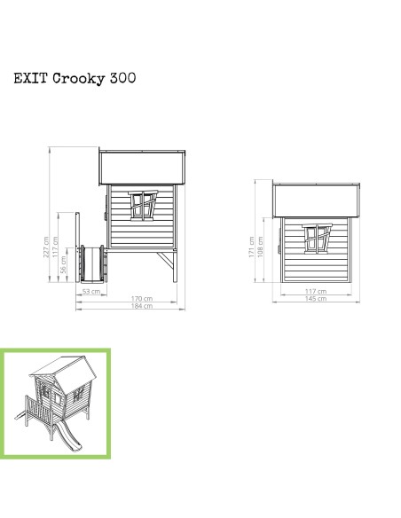 EXIT Crooky 300 legehus i træ - grå-beige