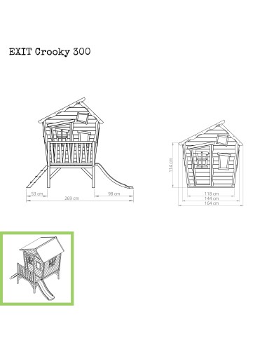 EXIT Crooky 300 legehus i træ - grå-beige