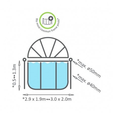EXIT pool dome 300x200cm - rektangulær