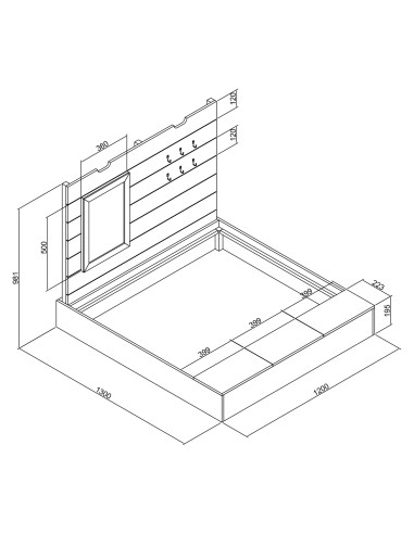 Mandy XL sandkasse 130 x 120 cm – antracit/brun