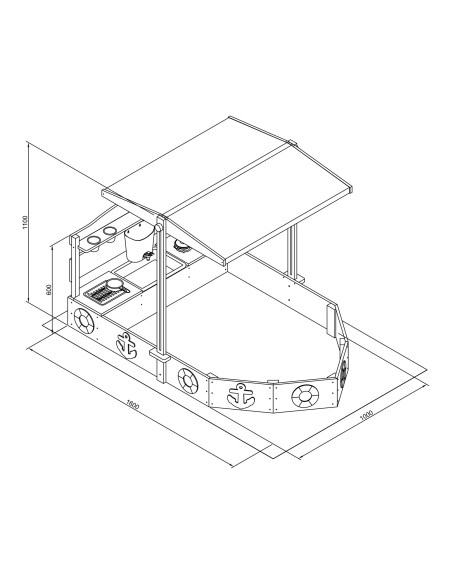 Dora bådsandkasse med soltag