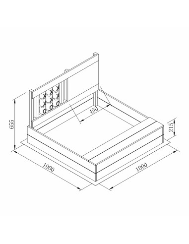 Kitty Sandkasse – 100 x 100 cm med kryds og bolle