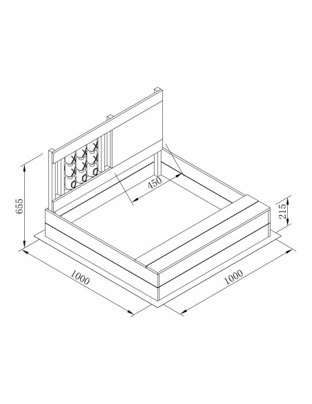 Kitty Sandkasse – 100 x 100 cm med kryds og bolle