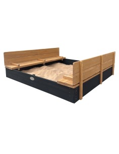 Ella XXL sandkasse 150 x 150 x 20 cm med bænke og låg -...