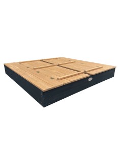 Ella XXL sandkasse 150 x 150 x 20 cm med bænke og låg -... 2