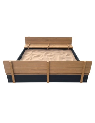Ella XXL sandkasse 150 x 150 x 20 cm med bænke...