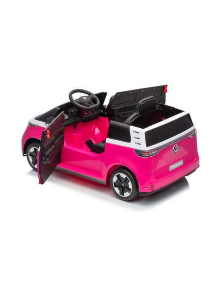 VW ID Buzz Elbil Til børn 22,2V m/Gummihjul, Lædersæde 2.4G Pink