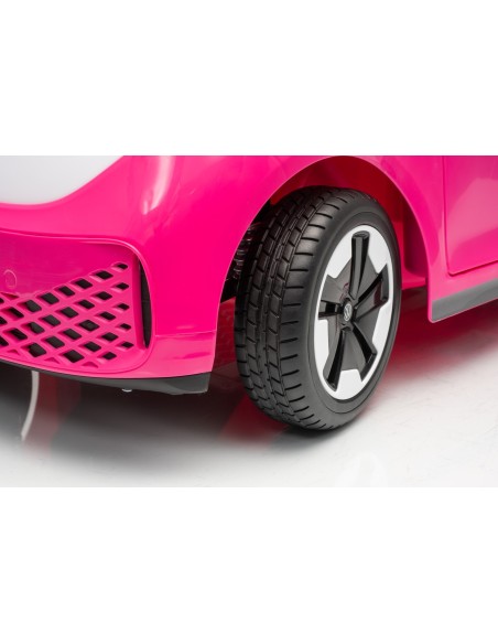 VW ID Buzz Elbil Til børn 22,2V m/Gummihjul, Lædersæde 2.4G Pink