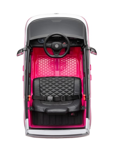 VW ID Buzz Elbil Til børn 22,2V m/Gummihjul, Lædersæde 2.4G Pink