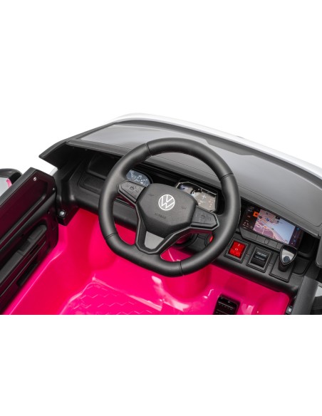 VW ID Buzz Elbil Til børn 22,2V m/Gummihjul, Lædersæde 2.4G Pink