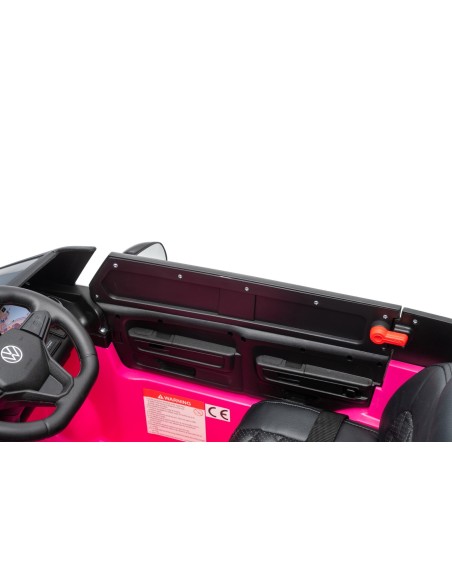 VW ID Buzz Elbil Til børn 22,2V m/Gummihjul, Lædersæde 2.4G Pink