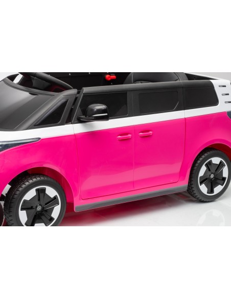 VW ID Buzz Elbil Til børn 22,2V m/Gummihjul, Lædersæde 2.4G Pink