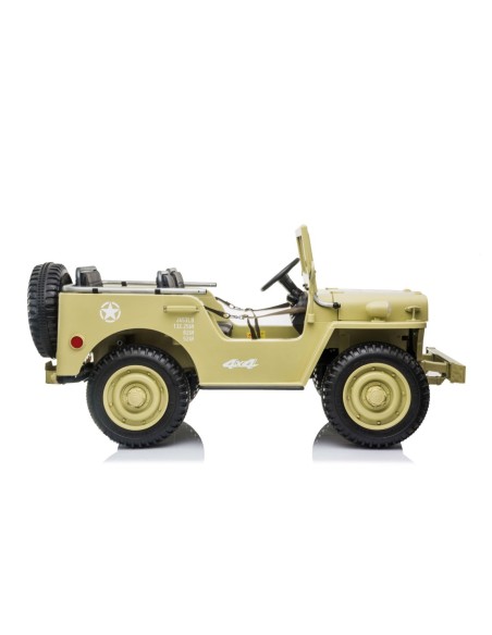 Army Classic Adventure XXL m/3 sæder + 4x24V Motor + Gummihjul, Lysegrøn