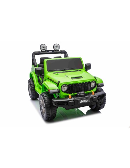 Jeep Wrangler Rubicon Elbil Til børn 21,6V m/Lædersæde, Gummihjul Grøn