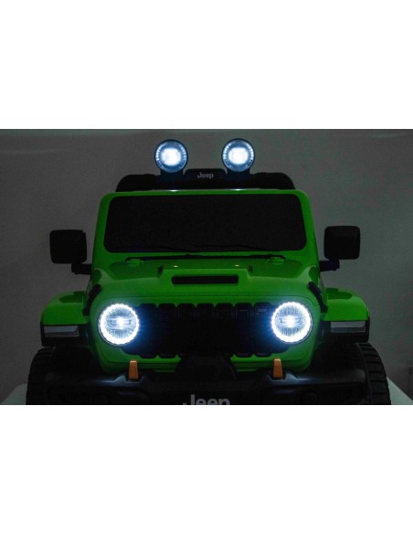 Jeep Wrangler Rubicon Elbil Til børn 21,6V m/Lædersæde, Gummihjul Grøn