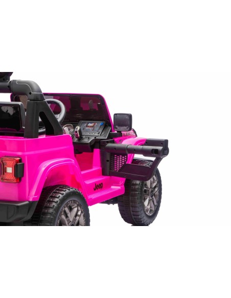 Jeep Wrangler Rubicon Elbil Til børn 21,6V m/Lædersæde, Gummihjul Pink
