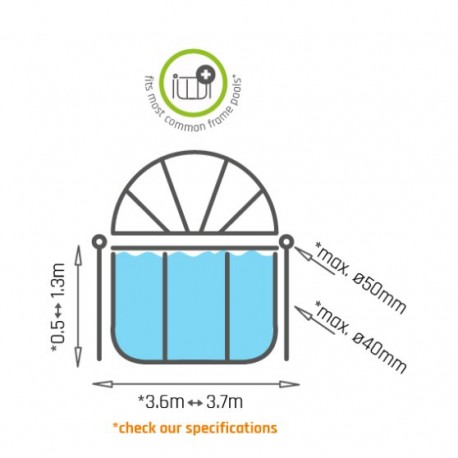 EXIT dome ø360cm - Overdækning til pools