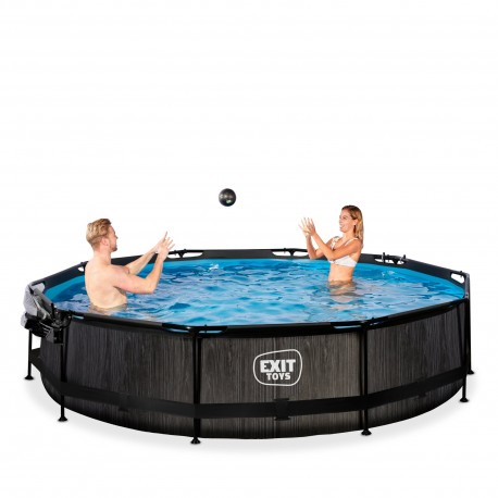 Wood pool ø360x76cm med dome og filterpumpe - Exit