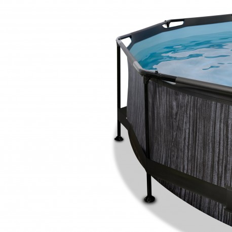 Wood pool ø360x76cm med dome og filterpumpe - Exit