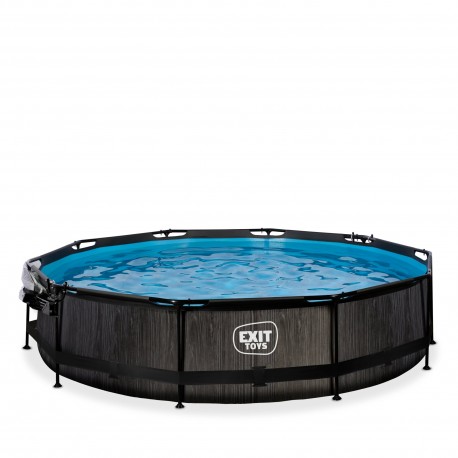 Wood pool ø360x76cm med dome og filterpumpe - Exit
