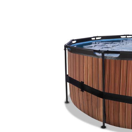 EXIT pool ø427x122cm med dome og filterpumpe - Wood