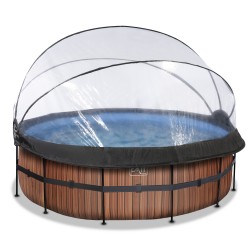 EXIT pool ø427x122cm med dome og filterpumpe - Wood