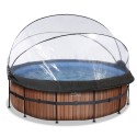 EXIT pool ø427x122cm med dome og filterpumpe - Wood