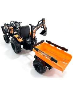 EL Traktor med frontskovl, gravekran og trailer til børn... 2