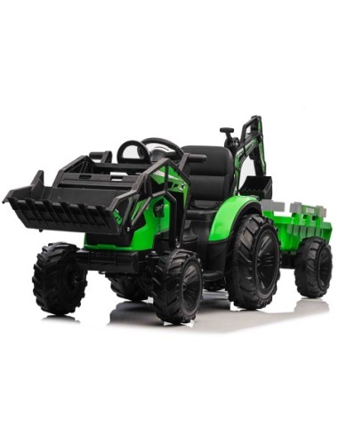 EL Traktor med frontskovl, gravekran og trailer...