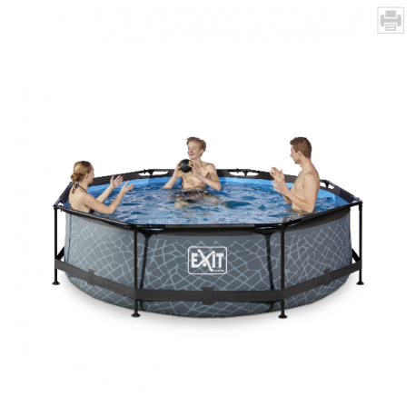 EXIT Stone pool ø300x76cm med filterpumpe