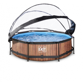 Wood pool ø300x76cm med dome og filterpumpe - EXIT