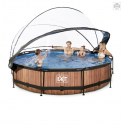 EXIT Wood pool ø360x76cm med dome og filterpumpe