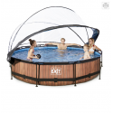 EXIT Wood pool ø360x76cm med dome og filterpumpe