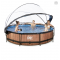EXIT Wood pool ø360x76cm med dome og filterpumpe